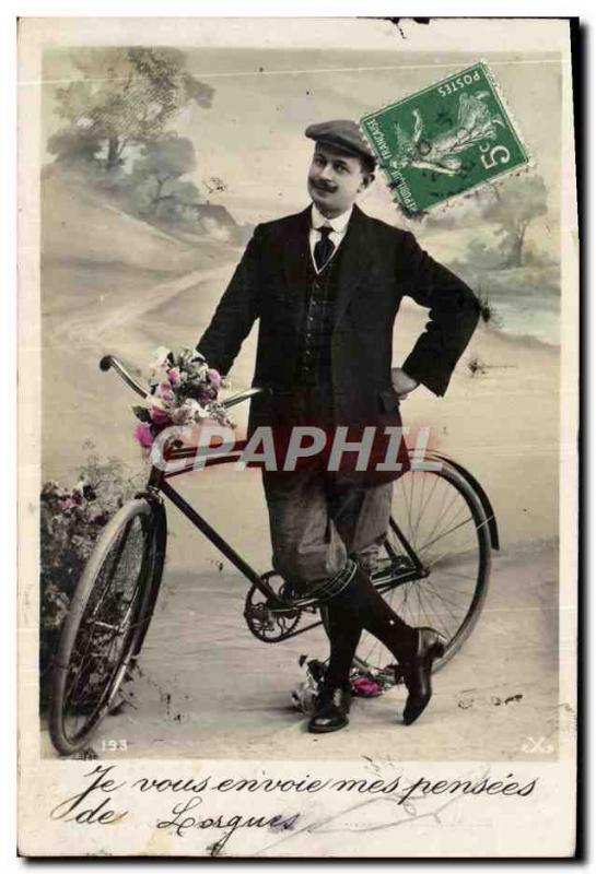 Postcard Old Man Velo Cycle Cycling