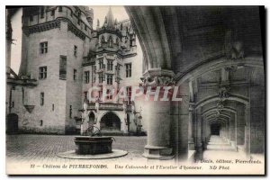 Old Postcard Chateau de Pierrefonds a colonnade and the Grand Staircase