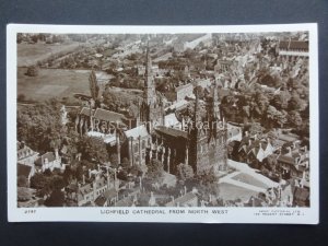 Staffordshire LICHFIELD Aerial View of Cathedral from N.W. Old RP Postcard