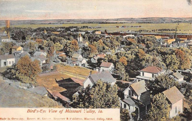 Missouri Valley Iowa Birdseye View Of City Antique Postcard K81338