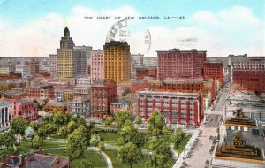 VINTAGE POSTCARD AERIAL VIEW OF THE DOWNTOWN NEW ORLEANS POSTED IN 1950