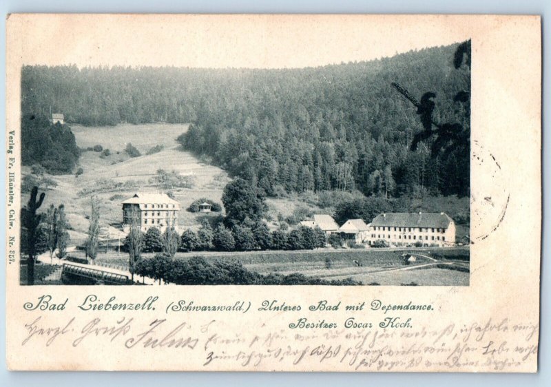 Bad Liebenzell Germany Postcard Lower Bathroom with Annex 1902 Antique