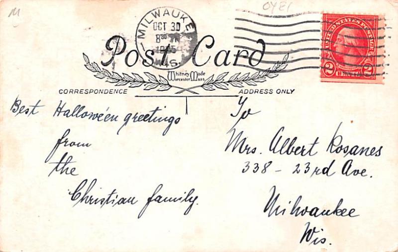 Whitney Made Publishing Halloween postal used unknown 