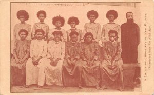 BLACK CHRISTIANS IN NEW GUINEA AFRICA POSTCARD (c. 1910)