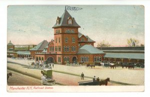 NH - Manchester. Railroad Station ca 1905  (creases)