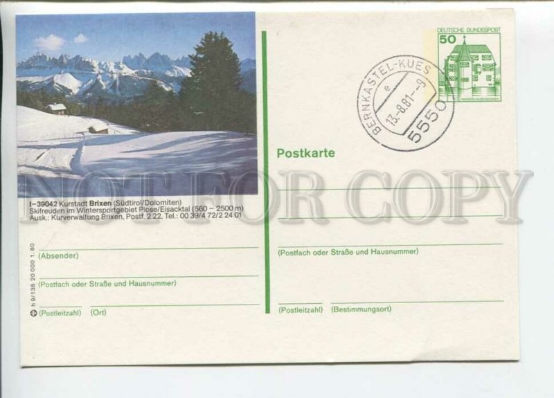 449699 GERMANY 1980 Brixen Bernkastel-Kues cancellation POSTAL stationery