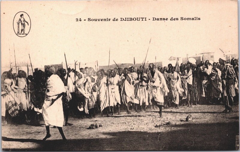 Djibouti Danse des Somalis Dancing Warriors Vintage Postcard 02.76