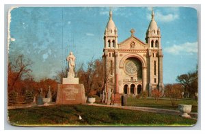 Vintage 1955 Postcard St. Boniface Basilica Cathedral Winnipeg Manitoba Canada