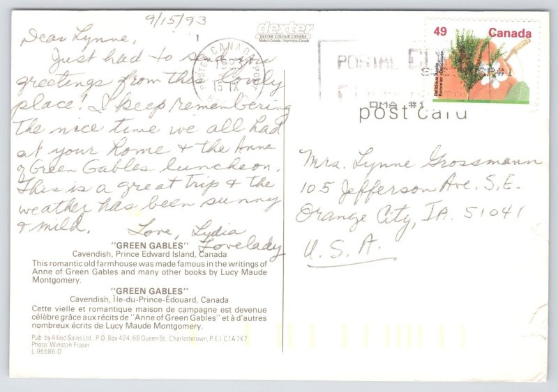 Cavendish Prince Edward Island Canada~Green Gables On Hill Below~Continental PC