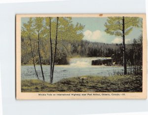 Postcard Middle Falls on International Highway near Port Arthur Ontario Canada