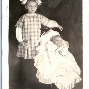 ID'd c1910s IA Cute Little Girl Baby Boy RPPC Real Photo Stroller Ketelsen A129