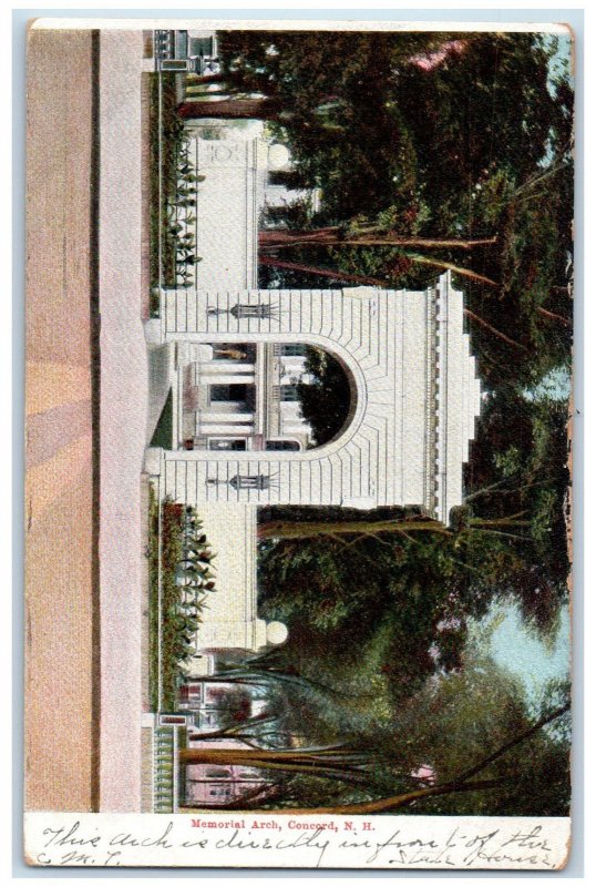 c1905 Memorial Arch Entrance, Concord New Hampshire NH Antique Postcard 