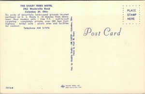 Vtg Columbus Ohio OH Shady Trees Motel Advertising 1960s Unused Chrome Postcard