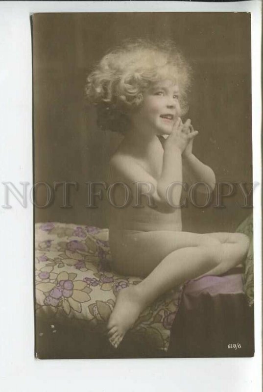 439225 NUDE Girl Curly FAIRY Nymph in Sunny light Vintage PHOTO postcard