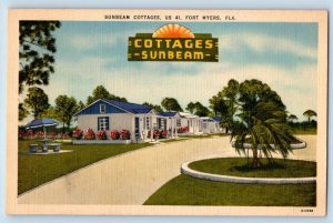 Fort Myers Florida FL Postcard Sunbeam Cottages Apartments Tamiami Trail c1940