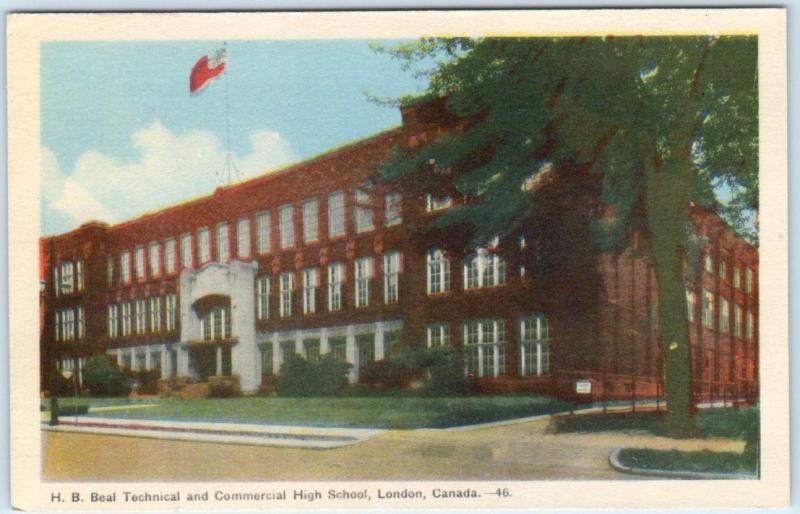 LONDON, ONTARIO  Canada   H.B. BEAL Technical & Commercial High School  Postcard 