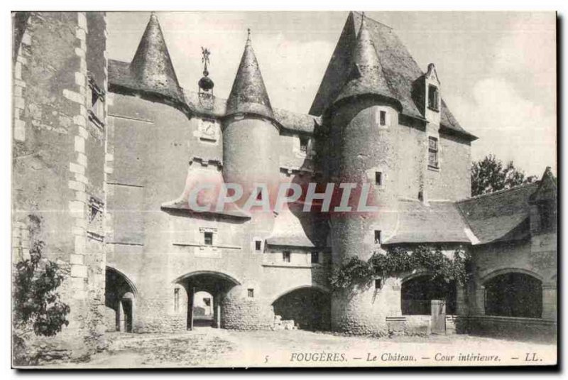 Old Postcard Fougeres Chateau Inner Court