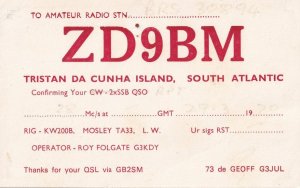 Tristan De Cunha Island South Atlantic QSL Radio Card