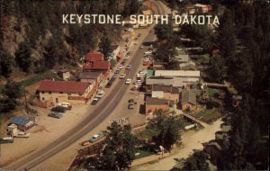 Keystone South Dakota SD Classic 1960s Cars Bird's Eye View Vintage Postcard