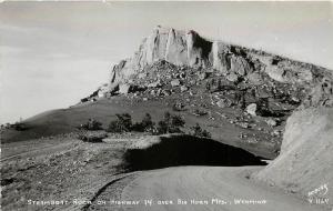 Sanborn RPPC Postcard Y-1164 Steamboat Rock on Hwy 14 over Big Horn Mts. WY