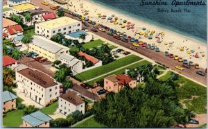 1940s Sunshine Apartments Delray Beach FL Linen Postcard