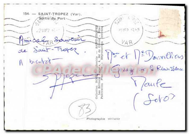 Postcard Moderne St Tropez Var Port Output