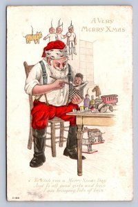 J87/ Santa Claus Christmas Postcard c1910 Workshop Toys Jester 239