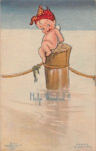 J83/ Interesting Postcard c1910 Kewpie Klever Kard Die-Cut Help Wanted 65