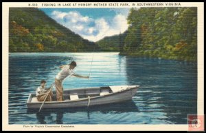 Fishing in lake at Hungry Mother State Park, in Southwestern, VA