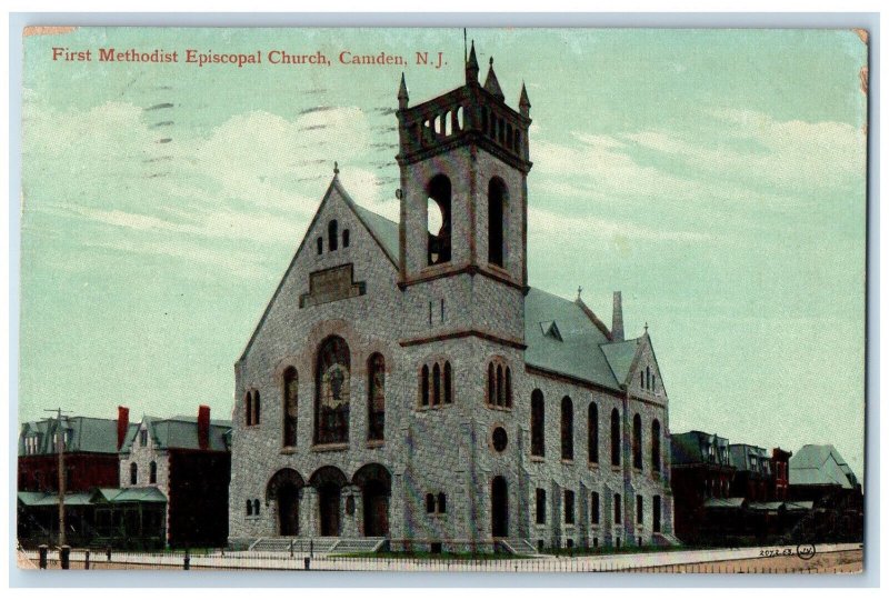 1910 First Methodist Episcopal Church Camden New Jersey NJ Antique Postcard