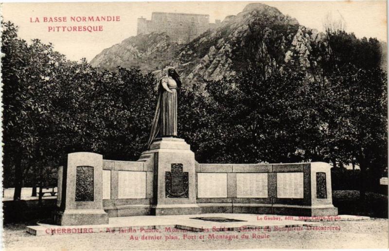 CPA La Basse CHERBOURG - Le Jardin Public Monument des Soirles (245564)