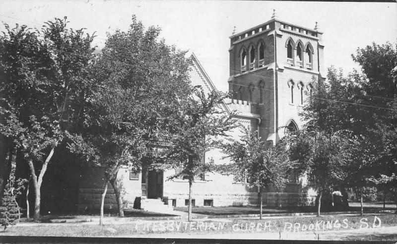 Brookings South Dakota Presbyterian Church Real Photo Antique Postcard K98629