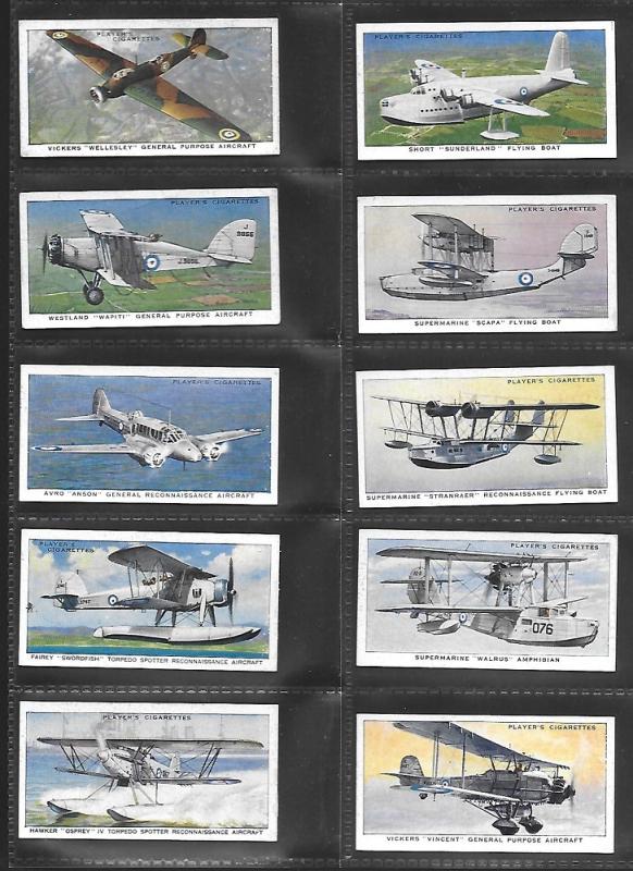 GB 1930s Plane | Aircraft | Player Cigarettes Cards. Complete Series of 50