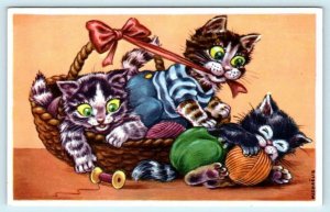 Artist Signed MICHAELIS ~ DRESSED CATS Anthropomorphic Kittens Denmark  Postcard
