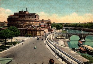 Italy Roma Rome Sant' Angelo Bridge and Castle 1957