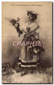 Postcard Old Bouquetiere Cote d Azur Folklore Costume