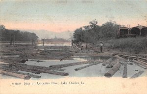Lake Charles Louisiana Logs On Calcaslen River, Undivided Back, Postcard U11845