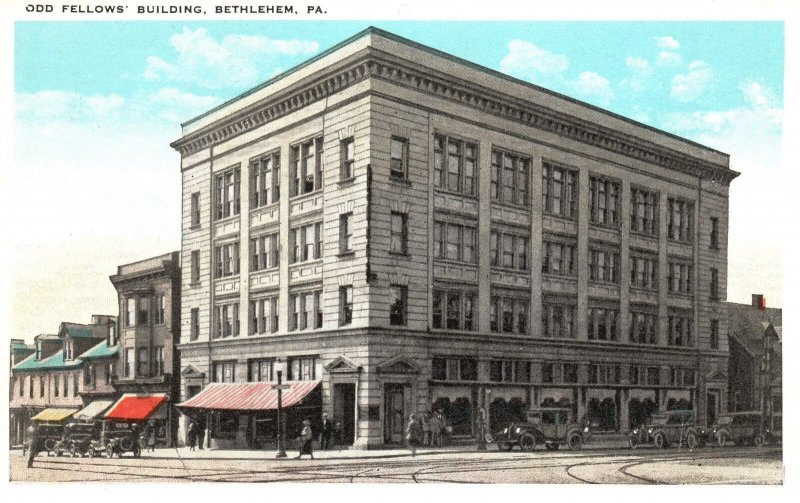 Odd Fellows' Building Bethlehem Pennsylvania Historical & Street View Postcard