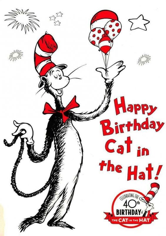 Dr Seuss Advertising CAT IN THE HATHappy 40th Birthday 1996 OVERSIZE ...