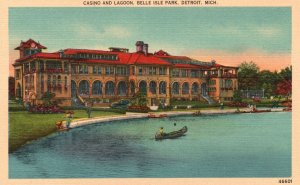 Vintage Postcard Casino and Lagoon Belle Isle Park Detroit Michigan United News