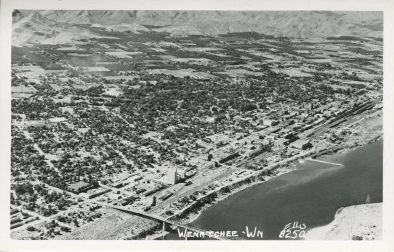 Aerial View Wenatchee WA Washington Unused Ellis Real Photo Postcard D19