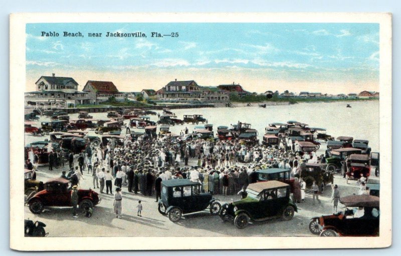 PABLO BEACH near Jacksonville, Florida FL ~ 1920s Cars DUVAL COUNTY  Postcard
