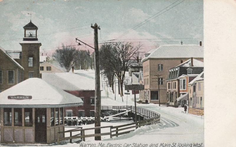 Electric Rail Trolley Station - Warren, Maine - DPO South Union 1909 - DB