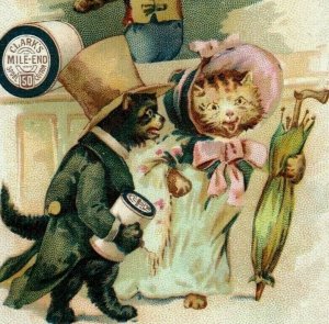 1893 Clark's Mile-End Spool Cotton Anthropomorphic Cats In Store P209