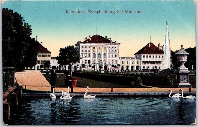 K. Schloss Nymphemburg Bei Munchen Palace In Germany White Doves Postcard