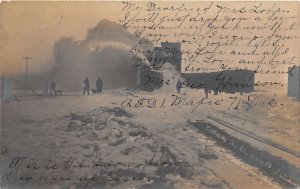 J65/ Tolna North Dakota RPPC Postcard c1910 Railroad Locomotive Snow 240