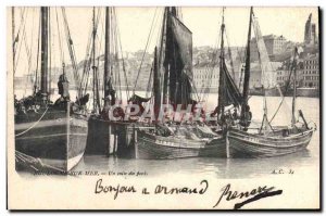 Old Fishing Boat Postcard Boulogne sur Mer A port area