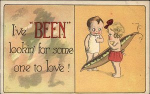 Fantasy Children Giant Vegetables Pun Humor Beans Peas CS523 Postcard