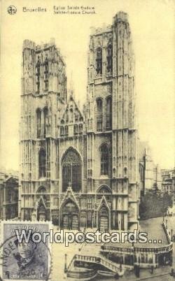 Eglise Sainte Gudule Bruxelles, Belgium Stamp on back 