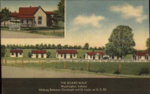 Washington IN The Board-Walk Motel Cabins Linen Postcard